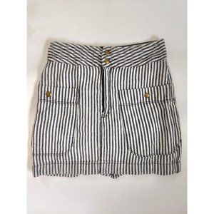 Silence + Noise womans Cotton Linen Striped Mini Skirt Size 0 high rise